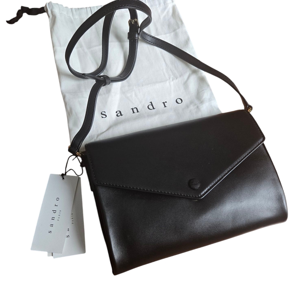 Sandro Black Leather Crossbody Bag